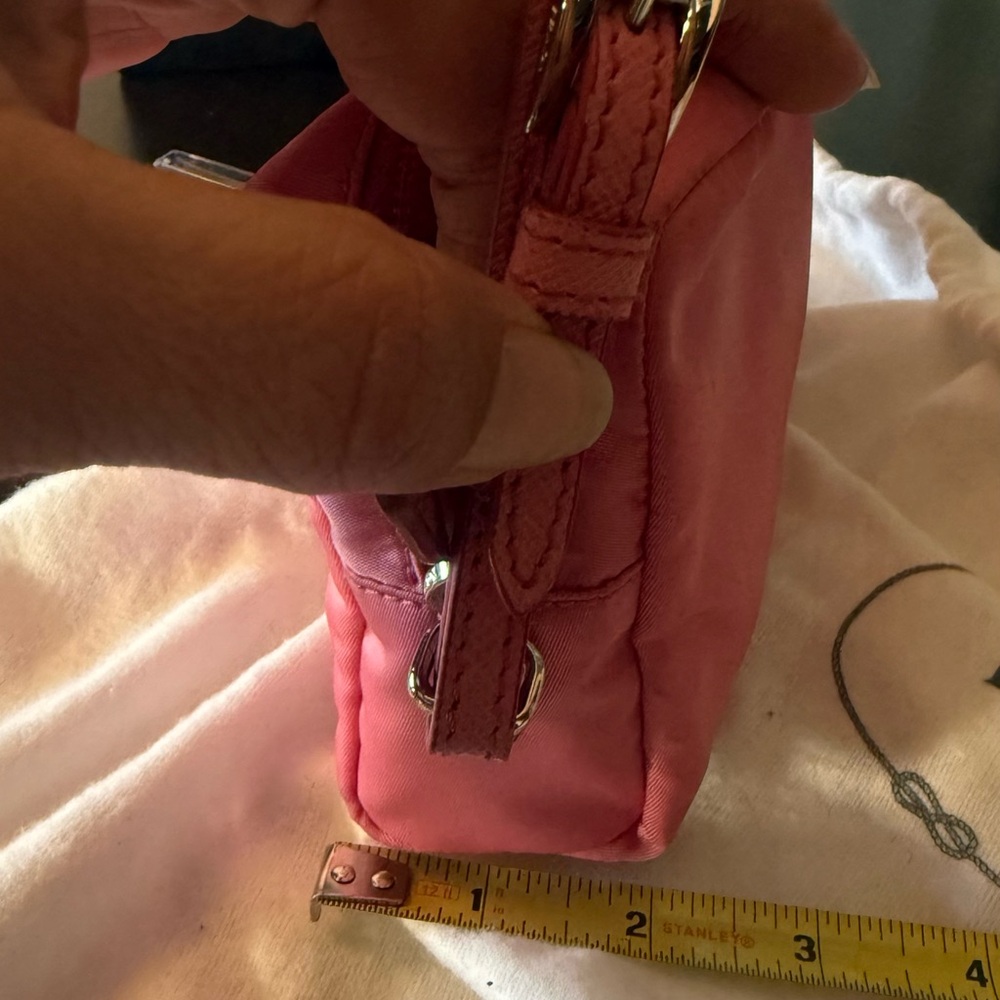 Prada Pink Nylon Wristlet Pouch with Triangle Logo Saffiano trim - Picture 11 of 12